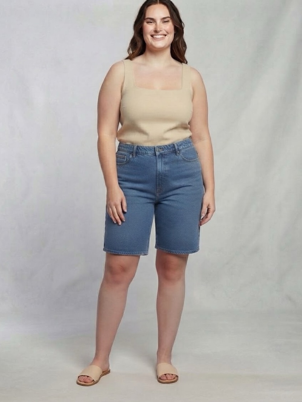 Express Linen Blend Square Neck Top